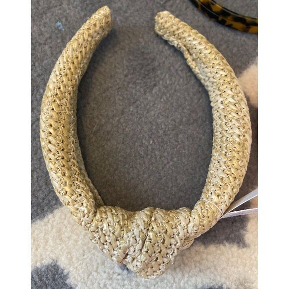 J. Crew Factory Headbands, Pink Knotted NWOT, Rafia Knotted NWT, Tortoise EUC - Picture 2 of 12